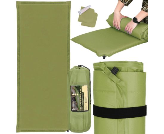 Самонадувающийся туристический коврик Springos PM046, 180 см, с чехлом, зеленый Велосипеды