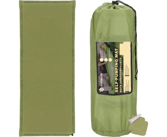 Самонадувающийся туристический коврик Springos PM046, 180 см, с чехлом, зеленый Велосипеды