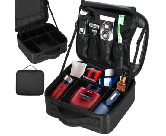 Ceļojumu organizators kosmētikai, kosmētikas soma ar regulējamiem nodalījumiem, Springos HA7492 melns Mugursomas