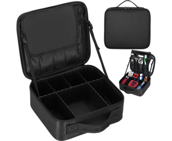 Ceļojumu organizators kosmētikai, kosmētikas soma ar regulējamiem nodalījumiem, Springos HA7492 melns Mugursomas