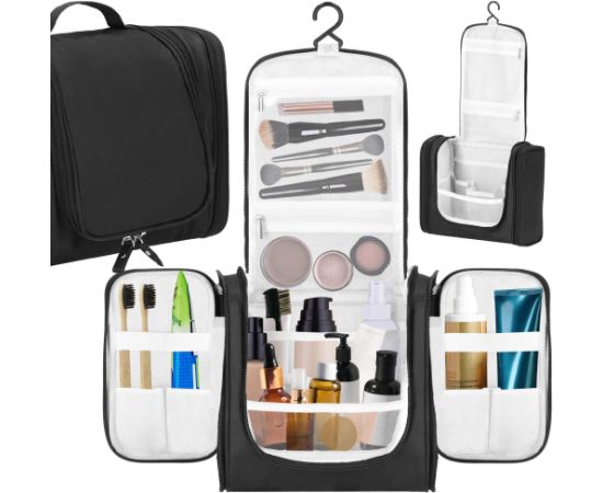Ceļojumu organizators kosmētikai Springos HA7490 24x21x10 cm kosmētikas soma, vizāžista soma melna Mugursomas