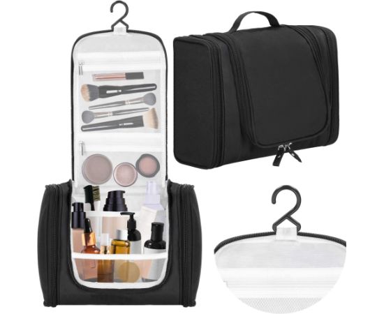 Ceļojumu organizators kosmētikai Springos HA7490 24x21x10 cm kosmētikas soma, vizāžista soma melna Mugursomas