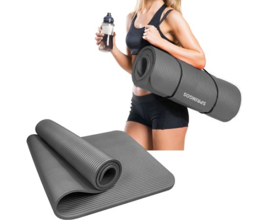 Коврик для йоги Springos YG0001 180 см серый Велосипеды