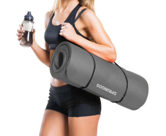 Коврик для йоги Springos YG0001 180 см серый Велосипеды