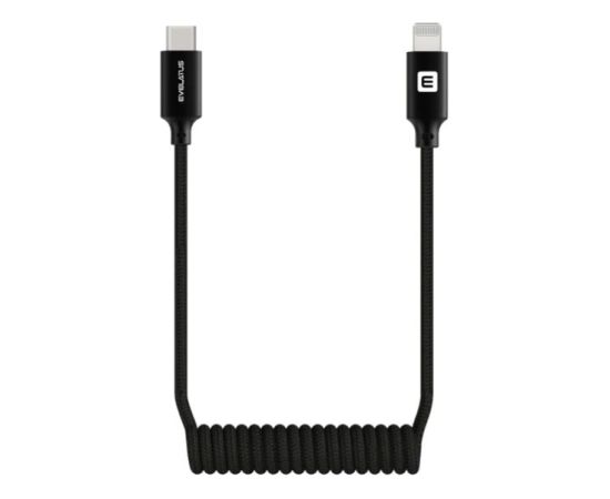 Evelatus   AutoSpring Coiled Cable USB C to Lightning connector  1.2M black cable Дата USB-кабели