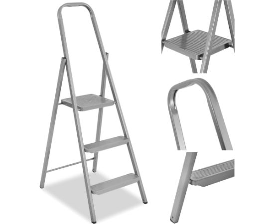 Лестница складная Springos LD0098 многофункциональная, высота 123 см, стальные ступеньки, 3 ступени, до 150 кг, для домашнего использования. Лестницы / подмости