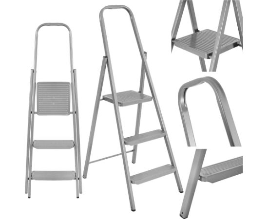Лестница складная Springos LD0098 многофункциональная, высота 123 см, стальные ступеньки, 3 ступени, до 150 кг, для домашнего использования. Лестницы / подмости