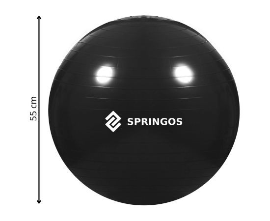 Фитнес-гимнастический мяч с насосом Springos FB0013, 55 см, черный Велосипеды