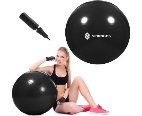 Фитнес мяч Springos FB0015 85 см с насосом черный Велосипеды