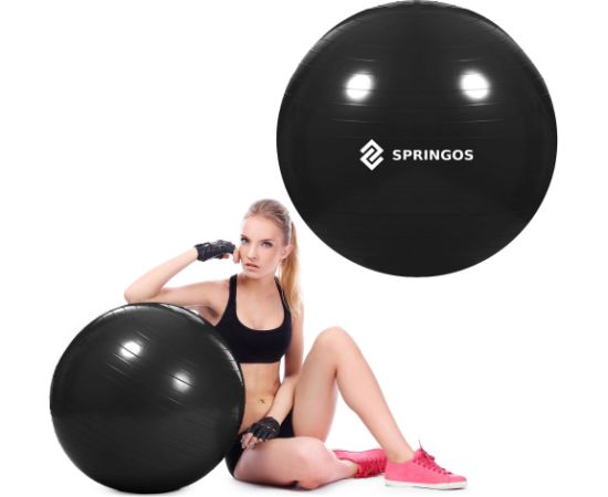 Фитнес мяч Springos FB0015 85 см с насосом черный Велосипеды