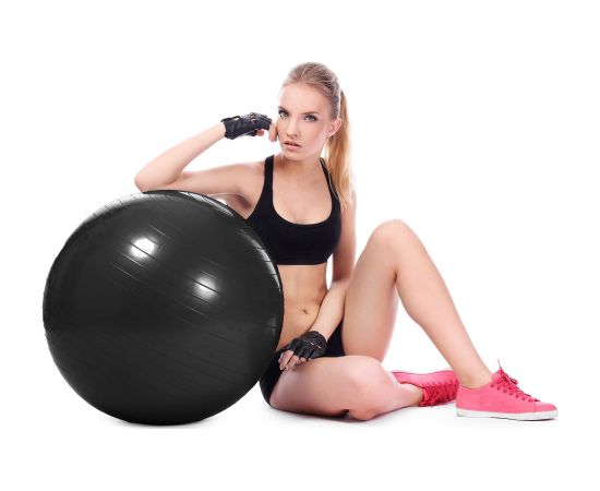 Фитнес мяч Springos FB0015 85 см с насосом черный Велосипеды