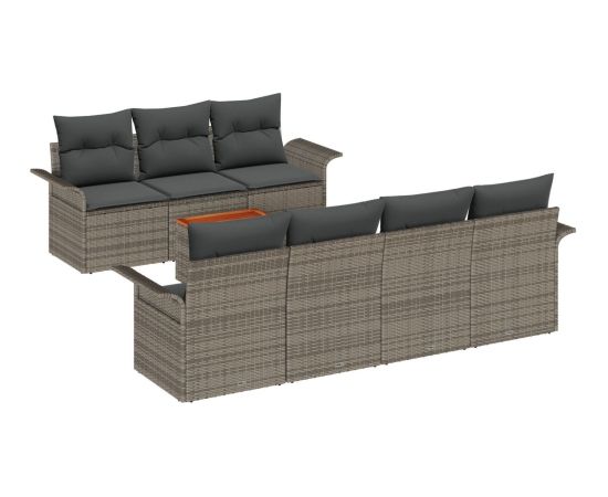 vidaXL 8-częściowy Zestaw Sof Ogrodowych z Poduszkami Szary Polirattan Akacja Dārza mēbeļu komplekti