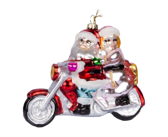 Christmas ornament JOY SANTA MOTORBIKE 13.4cm, glass Новинки Для дома и сада 