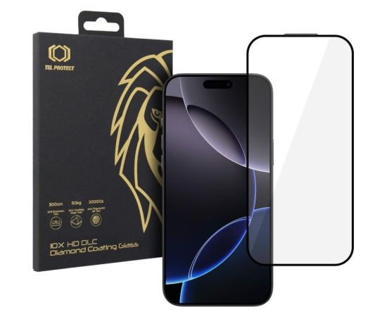 iLike Apple  Iphone 16 Pro Max 10X HD DLC Diamond Coating Tempered Glass Black Neoriģinālie Maciņi