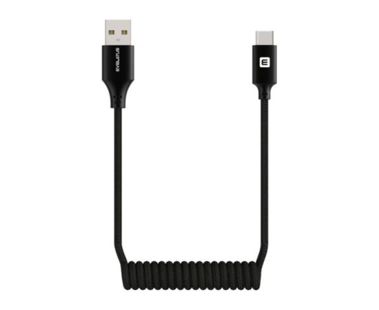 Evelatus   AutoSpring Coiled Cable USB A to USB C connector 1.2M Black Дата USB-кабели
