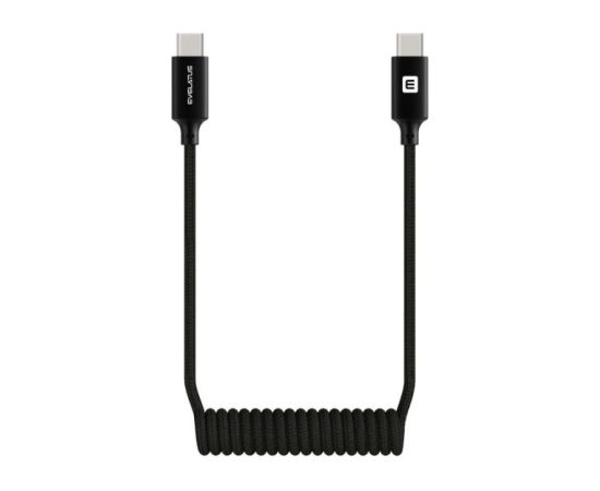 Evelatus   AutoSpring Coiled Cable USB C to  USB C connector 1.2M Black Дата USB-кабели