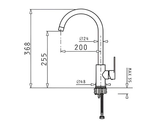 Kitchen tap Pyramis black matte Для раковины