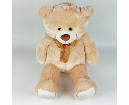 Madej Maskotka Miś pluszowy z kokardką 70 cm beżowy Mīkstās rotaļlietas