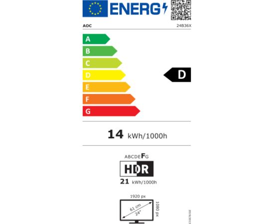 AOC 24B36X 24 " IPS FHD 16:9 144 Hz 0.5 ms 1920 x 1080 pixels 300 cd/m² HDMI ports quantity 1 Black LED / LCD мониторы