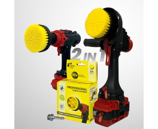 Профессиональная щетка Premium Drill Brush 2 in 1 - средний мягкий, желтый, 10цм. Принадлежности для моющих средств