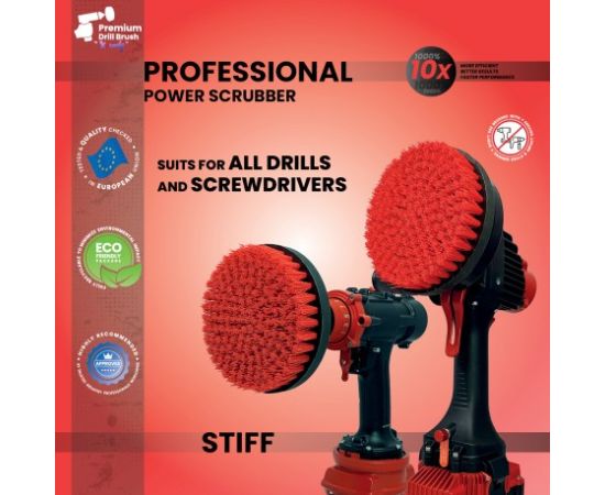 Augstākās kvalitātes urbju birste profesionālai tīrīšanai 2 in 1 - stingra, sarkana, 15 cm Tīrīšānas iekārtu aksesuāri