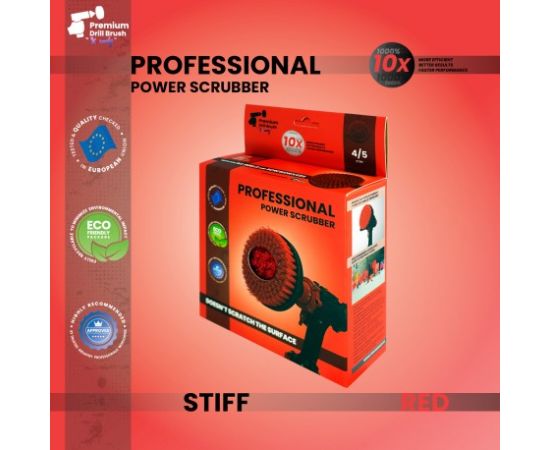 Augstākās kvalitātes urbju birste profesionālai tīrīšanai 2 in 1 - stingra, sarkana, 15 cm Tīrīšānas iekārtu aksesuāri