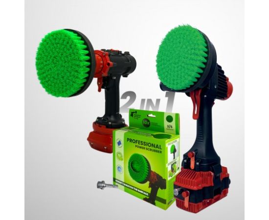 Профессиональная щетка Premium Drill Brush 2 in 1 - средний, зеленый, 15цм. Принадлежности для моющих средств