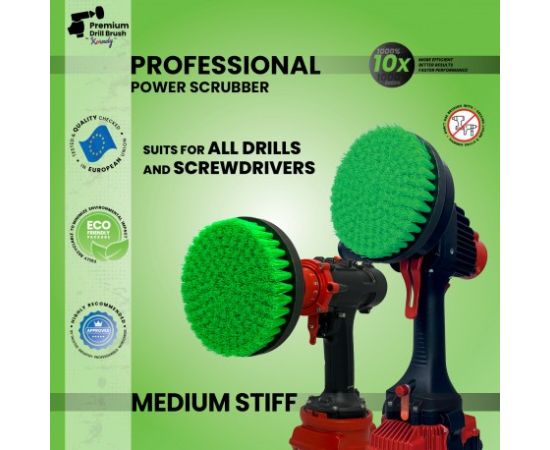 Профессиональная щетка Premium Drill Brush 2 in 1 - средний, зеленый, 15цм. Принадлежности для моющих средств