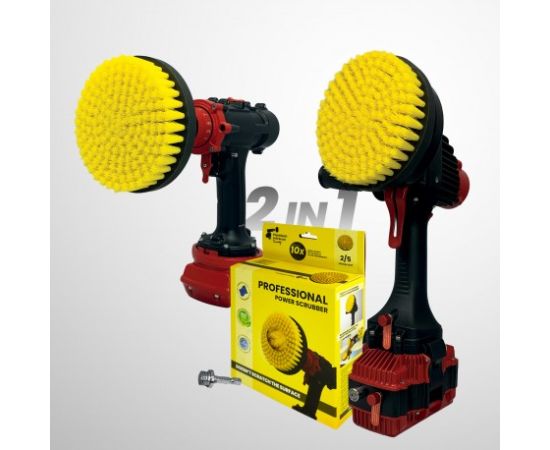 Профессиональная щетка Premium Drill Brush 2 in 1 - средний мягкий, желтый, 15цм. Принадлежности для моющих средств