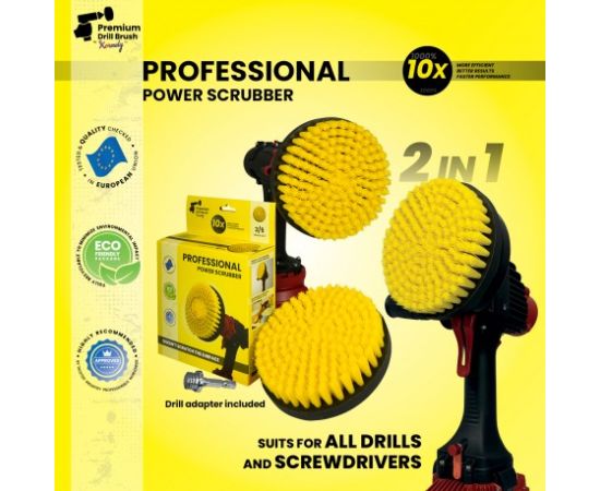 Профессиональная щетка Premium Drill Brush 2 in 1 - средний мягкий, желтый, 15цм. Принадлежности для моющих средств