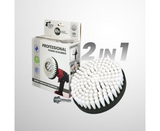 Профессиональная щетка Premium Drill Brush 2 in 1 - очень мягкий, белый, 15цм. Принадлежности для моющих средств