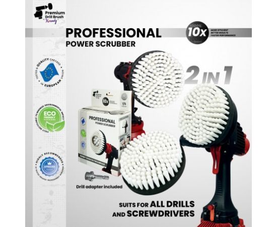 Профессиональная щетка Premium Drill Brush 2 in 1 - очень мягкий, белый, 15цм. Принадлежности для моющих средств