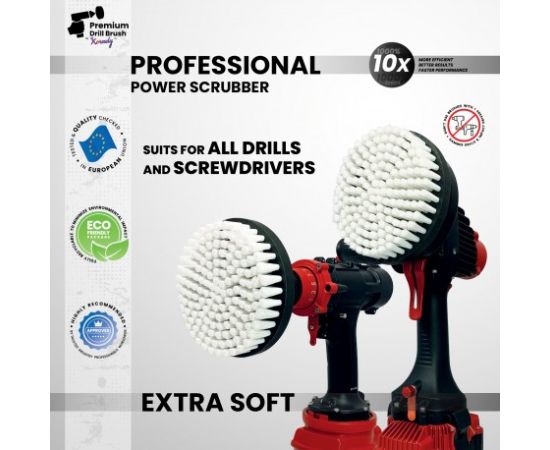 Профессиональная щетка Premium Drill Brush 2 in 1 - очень мягкий, белый, 15цм. Принадлежности для моющих средств