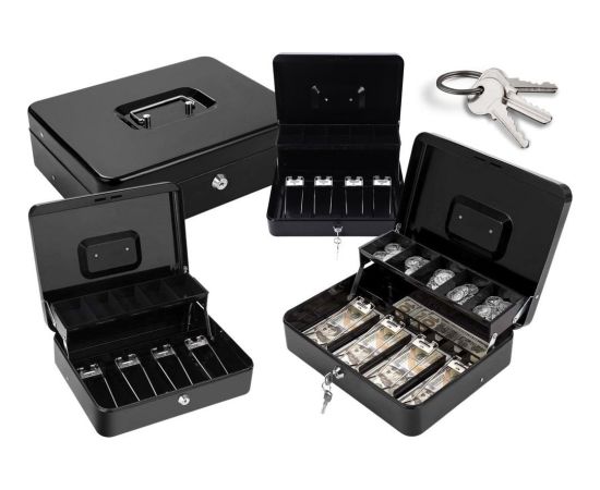 Leantoys Kasetka Na Banknoty Monety Na Kluczyk Metalowa Czarna Jaunumi - Birojam