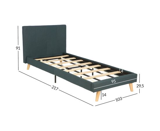 Gulta JUNO 90x200cm, ar matraci KUKKA DUO 11 ZONE, pelēka Gultas
