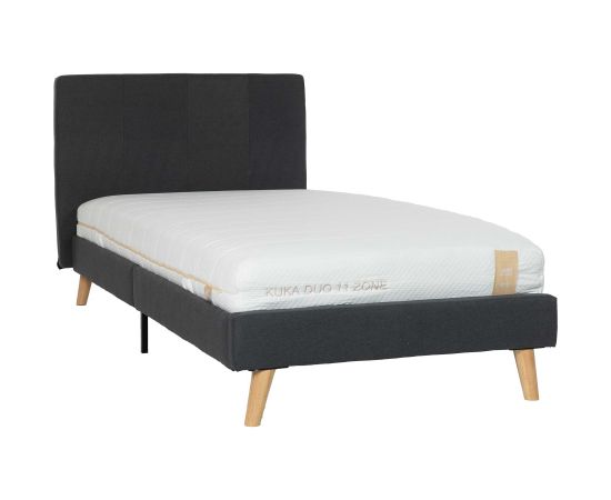 Gulta JUNO 90x200cm, ar matraci KUKKA DUO 11 ZONE, pelēka Gultas