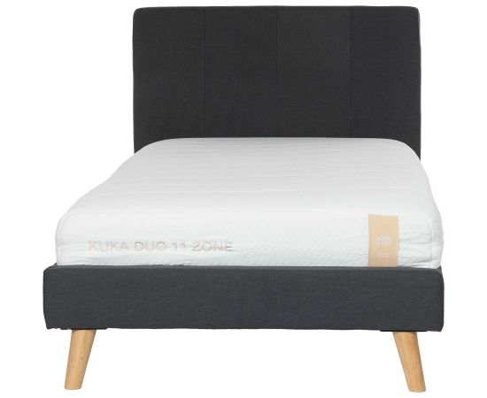 Gulta JUNO 90x200cm, ar matraci KUKKA DUO 11 ZONE, pelēka Gultas