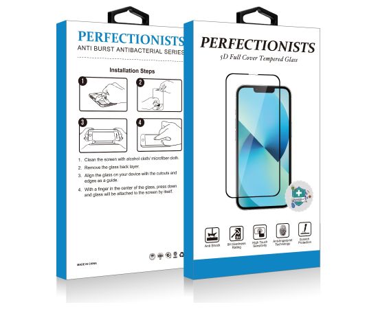 Tempered glass 5D Perfectionists Apple iPhone 12 Pro Max curved black Ekrānu aizsardzība