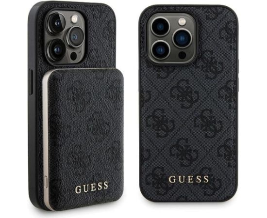 Guess GUBPM5P15X4GEMGK Aizmugurējais Apvalks + Ārējais Akumulators priekš Apple iPhone 15 Pro Max Neoriģinālie Maciņi