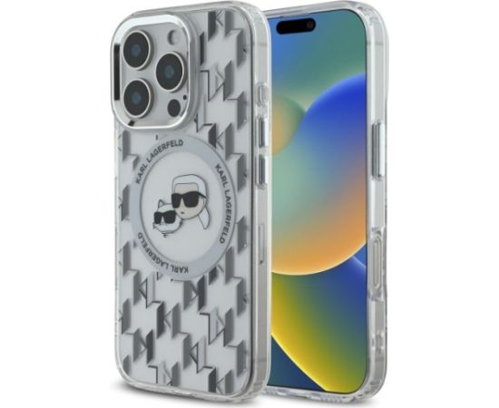 Karl Lagerfeld Hard IML Monogram Karl&Choupette Head MagSafe Case Aizsargapvalks priekš Apple iPhone 16 Pro Max Neoriģinālie Maciņi