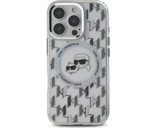 Karl Lagerfeld Hard IML Monogram Karl&Choupette Head MagSafe Case Aizsargapvalks priekš Apple iPhone 16 Pro Max Neoriģinālie Maciņi