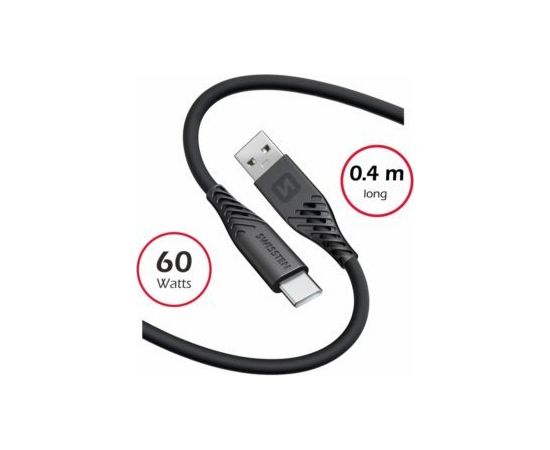 Swissten Soft Silicone USB - USB-C 60W Кабель для передачи данных и зарядки 0.4m Дата USB-кабели