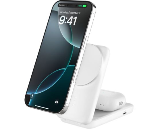 Belkin   UltraCharge 25w Qi2 2in1 Magnetic Charger plus USB-C White Bezvadu telefonu lādētāji