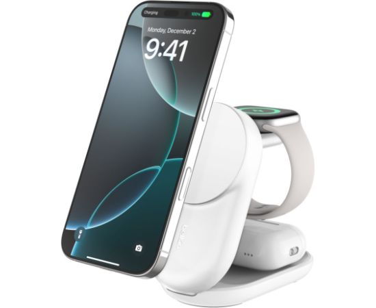 Belkin   UltraCharge 25w Qi2 3in1 Magnetic Charger White Bezvadu telefonu lādētāji