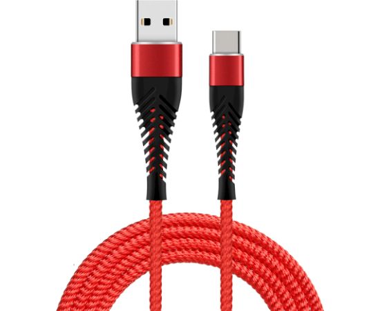 Кабель Fusion Fishbone USB-A - USB-C, 30 Вт | 3А | 1,5 м красный Дата USB-кабели
