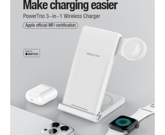 Беспроводное зарядное устройство Nillkin PowerTrio 3in1 для Apple Watch White (MFI) Зарядные устройства