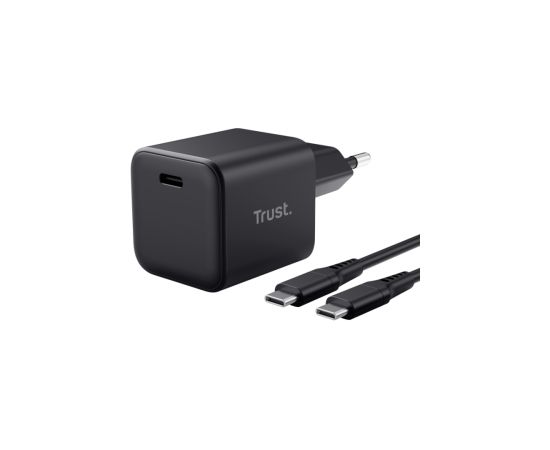 Lādētājs Trust Maxo Ultra-small 65W GaN USB-C Black + 2m cable Зарядные устройства