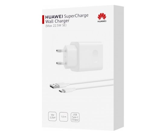 Сетевая зарядка Huawei CP404B SuperCharge 22.5W USB-A + USB-A to USB-C cable 1.0m белая Зарядные устройства