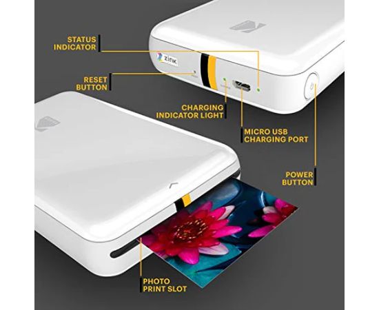 Kodak STEP Instant Mobile Photo printer Colour ZINK 2x3'' 1 ppm, Bluetooth, White Новости - Для офиса