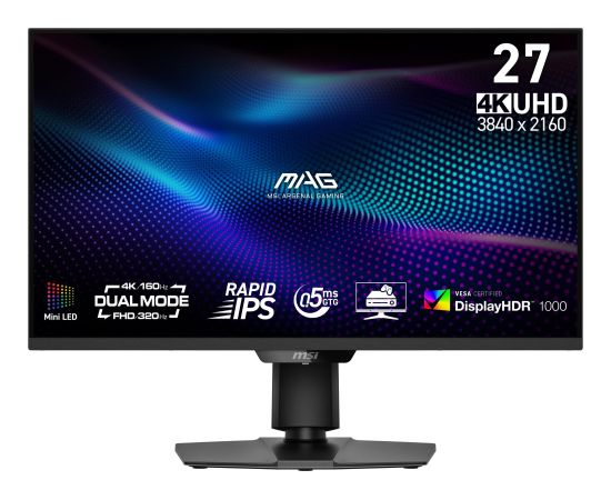 LCD Monitor MSI MAG 274UPDF E16M 27" Gaming/Frameless/4K Matte Panel IPS 3840x2160 16:9 160Hz 0.5 ms Colour Black MAG274UPDFE16M LED / LCD мониторы